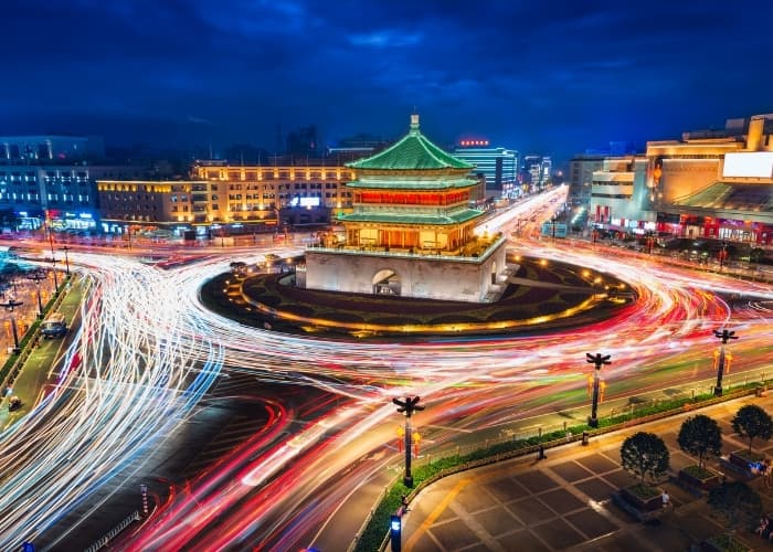 Bell Tower of Xi'an Passing Lights