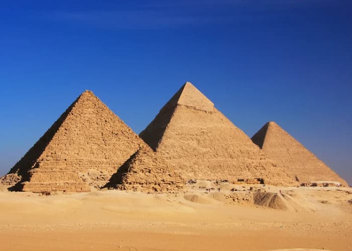Pyramids Of Giza Blue Sky