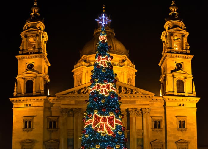 budapest nighttime christmas tree